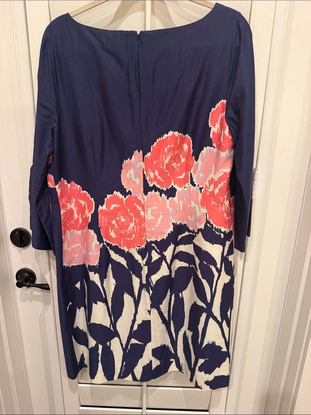 Lilly Pulitzer Navy Dress with Pink Floral Border - Picture 3 of 4